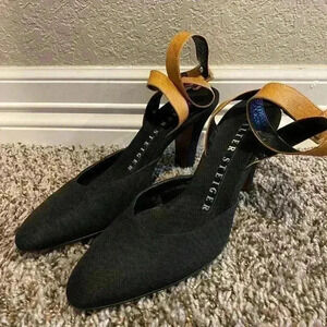 Walter Steiger Black and Tan Strappy Heel